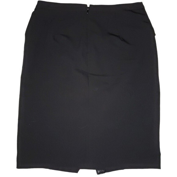 Worthington Petites Black Wrap Pencil Skirt w Faux Leather Trim Small Petite SP - Picture 2 of 10